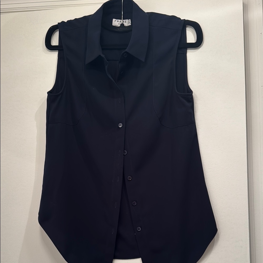 Frame navy Sleeveless Button-down blouse
